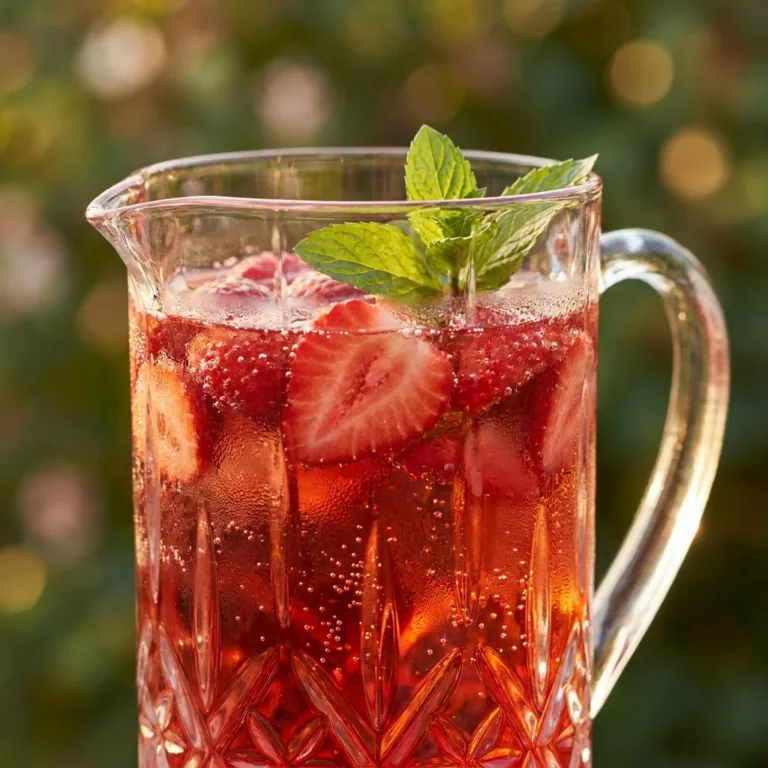 Glass pitcher with strawberry punch 202605021515