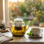 Glass teapot with tea 202605031547